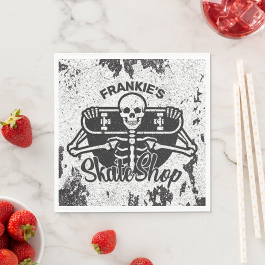 Aangepaste ADD NAAM Skull Skateboard Schaats Winke Servet (Insitu)