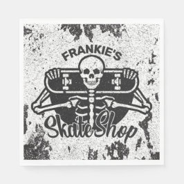 Aangepaste ADD NAAM Skull Skateboard Schaats Winke Servet