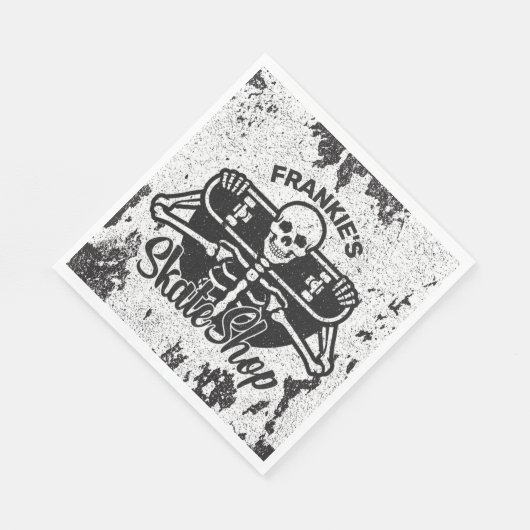 Aangepaste ADD NAAM Skull Skateboard Schaats Winke Servet (Hoek)