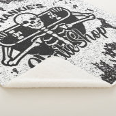 Aangepaste ADD NAAM Skull Skateboard Schaats Winke Sherpa Deken (3/4)