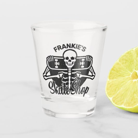 Aangepaste ADD NAAM Skull Skateboard Schaats Winke Shot Glas (Voorkant)