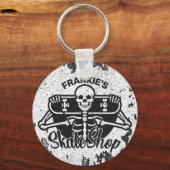 Aangepaste ADD NAAM Skull Skateboard Schaats Winke Sleutelhanger (Voorkant)