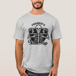 Aangepaste ADD NAAM Skull Skateboard Schaats Winke T-shirt