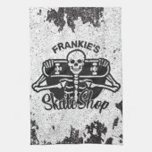 Aangepaste ADD NAAM Skull Skateboard Schaats Winke Theedoek (Verticaal)