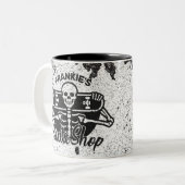 Aangepaste ADD NAAM Skull Skateboard Schaats Winke Tweekleurige Koffiemok (Voorkant links)