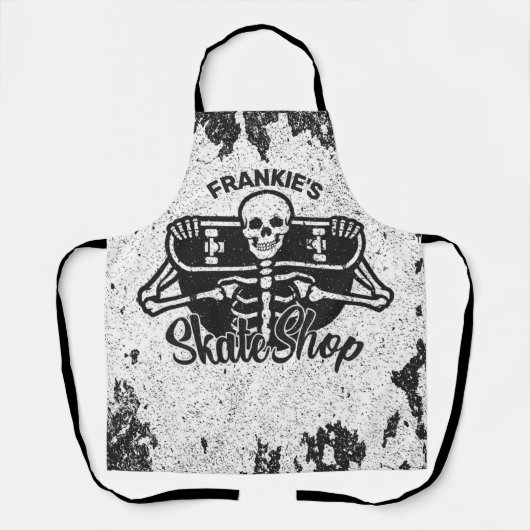Aangepaste ADD NAME Schedel Skateboard Skate Winke Schort (Voorkant)