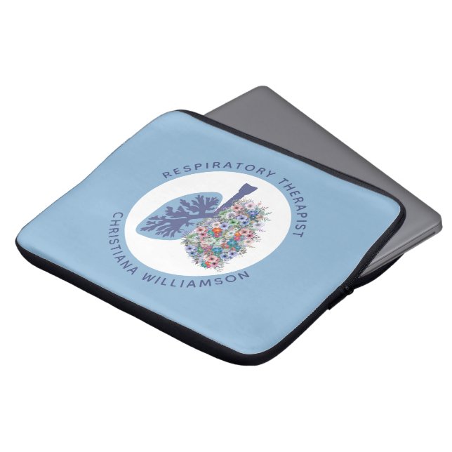Aangepaste ademhalingstherapie Floral Lungs Gift Laptop Sleeve (Voorkant top)