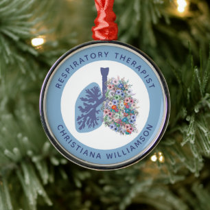 Aangepaste ademhalingstherapie Floral Lungs Gift Metalen Ornament