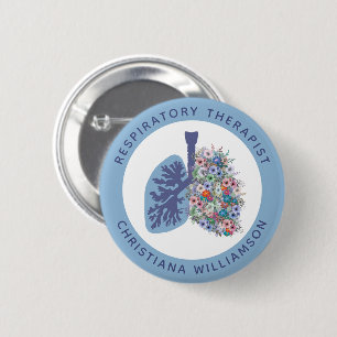 Aangepaste ademhalingstherapie Floral Lungs Gift Ronde Button 5,7 Cm