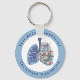 Aangepaste ademhalingstherapie Floral Lungs Gift Sleutelhanger