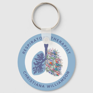 Aangepaste ademhalingstherapie Floral Lungs Gift Sleutelhanger