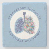 Aangepaste ademhalingstherapie Floral Lungs Gift Stenen Onderzetter (Voorkant)