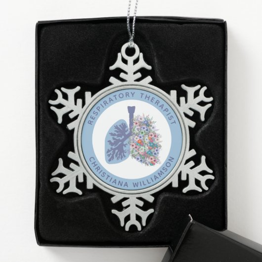 Aangepaste ademhalingstherapie Floral Lungs Gift Tin Sneeuwvlok Ornament (Kistje)