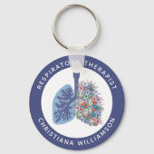 Aangepaste ademhalingstherapie Floral Lungs Sleutelhanger (Voorkant)