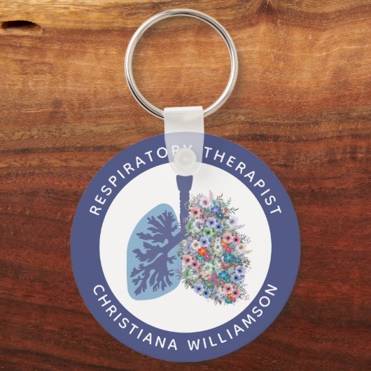 Aangepaste ademhalingstherapie Floral Lungs Sleutelhanger (Voorkant)