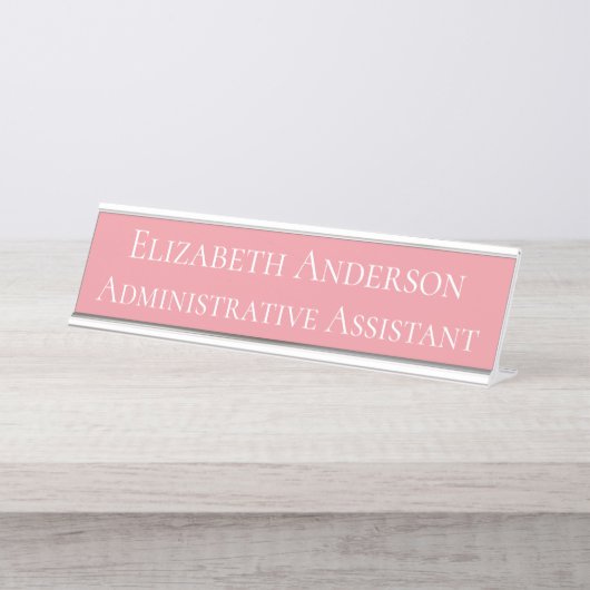 Aangepaste administratieve assistent roze bureau naambordje (Voorkant)