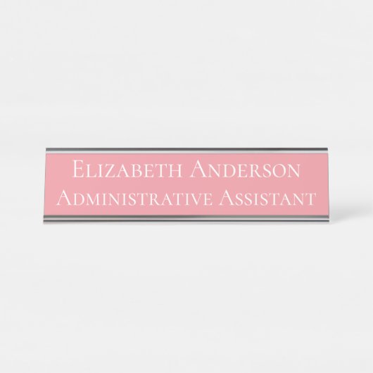 Aangepaste administratieve assistent roze bureau naambordje (Voorkant)