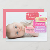 Aangepaste adoptie nieuwe babymeisjes aankondiging (Voorkant / Achterkant)