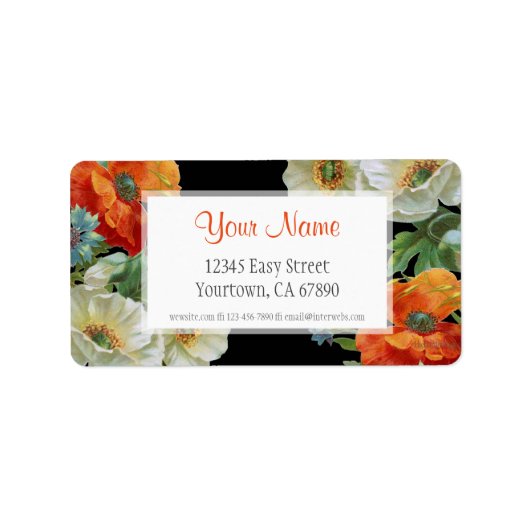 Aangepaste adres elegante klaprozen korenbloemen l etiket (Voorkant)