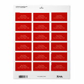 Aangepaste Adresetiketten - Bright Red Etiket (Full Sheet)