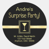 Aangepaste Adresetiketten - Verrassingsfeest Ronde Sticker (Voorkant)