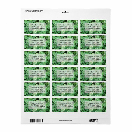 Aangepaste Adresetiketten voor groene shamrocks Etiket (Full Sheet)