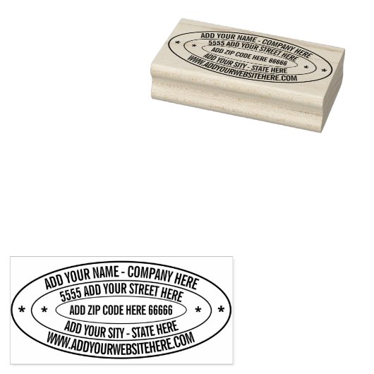 Aangepaste adresnaam Website Ovaal Rubber Stempel (Gestempeld)