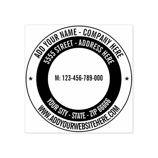 Aangepaste adresnaam website telefoon rubberen ste rubberstempel (Afrduk)