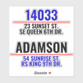 Aangepaste adrespostvaknummers (familienaam) sticker (Vel)