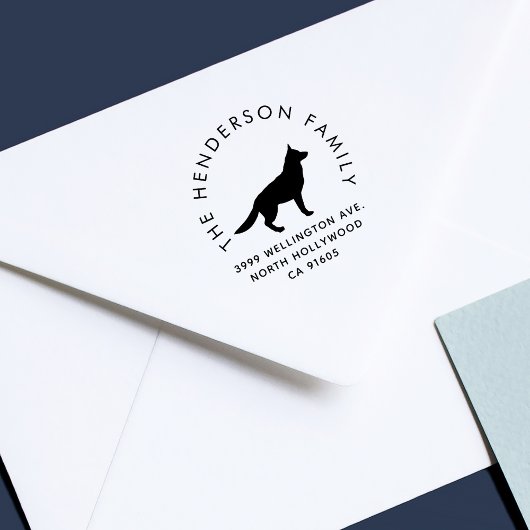 Aangepaste adresstempel met Duitse Herdershond voo Rubberstempel