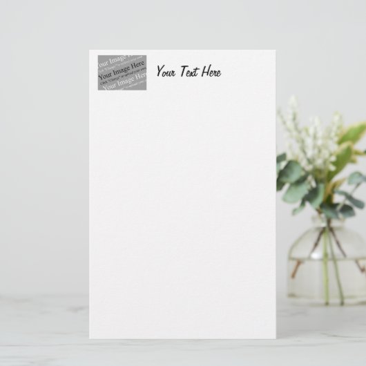 Aangepaste afbeelding en Tekst Sjabloon voor Stati Briefpapier (Staand voorkant)
