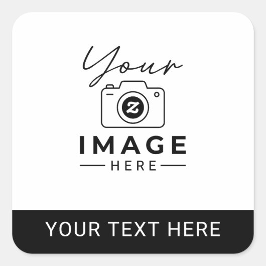 Aangepaste afbeelding en tekst vierkante sticker (Voorkant)
