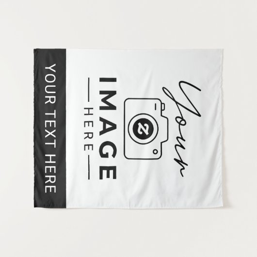 Aangepaste afbeelding en tekst wandkleed (Voorkant (horizontaal))