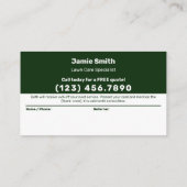 Aangepaste Afbeelding gazon zorg service dank u Aanbevelingskaartje (Achterkant)