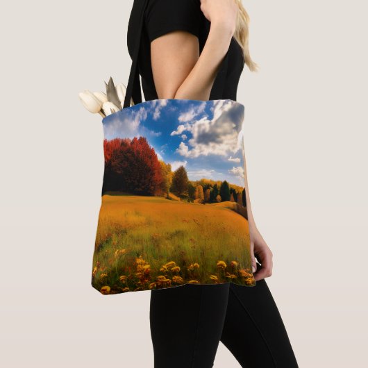 Aangepaste Afbeelding herfst Natuur Waterverf Canv Tote Bag (Dichtbij)