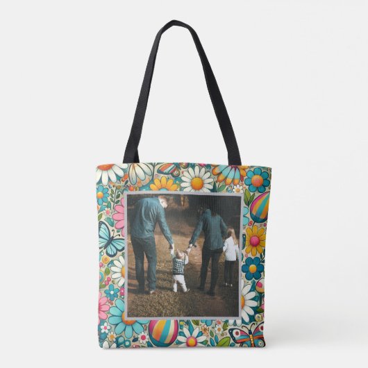 Aangepaste afbeelding Hippie Bloemen Tote Bag (Achterkant)