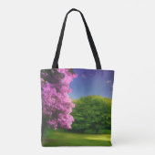 Aangepaste Afbeelding Kleurrijke Natuur Waterverf  Tote Bag (Achterkant)
