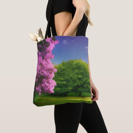 Aangepaste Afbeelding Kleurrijke Natuur Waterverf  Tote Bag (Dichtbij)