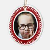 Aangepaste afbeelding met rode opgerolde cirkelvor keramisch ornament (Links)