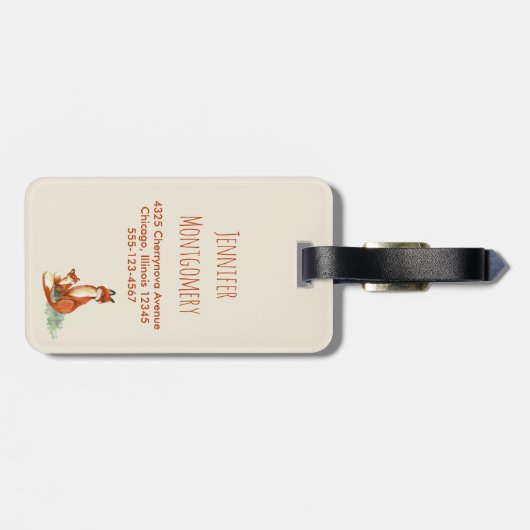 Aangepaste afbeelding Momma Fox en Baby Waterverf Bagagelabel (Achterkant horizontaal)