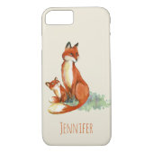 Aangepaste afbeelding Momma Fox en Baby Waterverf Case-Mate iPhone Case (Achterkant)