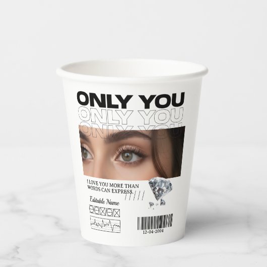 Aangepaste afbeelding, naam & tekst | Persoonlijke Papieren Bekers (Voorkant)