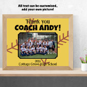 Aangepaste Afbeelding Softbal Coach dank u geschen Poster