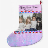 Aangepaste afbeelding/tekst pastel Paarse roze gli Grote Kerstsok (Achterkant)