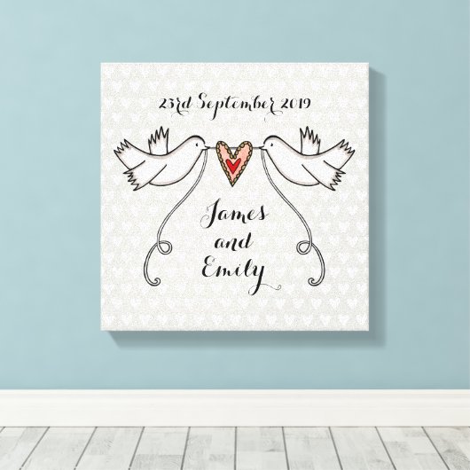 Aangepaste Afbeelding van Doves Canvas Afdruk (Insitu (Houten vloer))