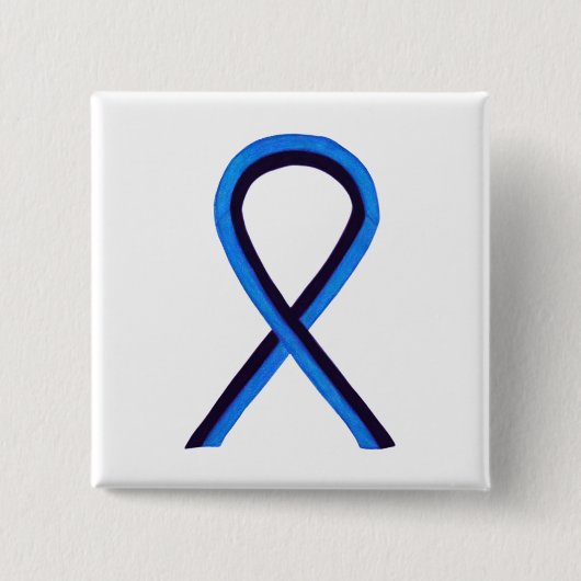 Aangepaste afbeelding voor blauwe en zwarte lint vierkante button 5,1 cm (Voorkant)