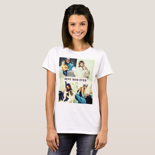 Aangepaste afbeeldingen x4 met tekst t-shirt (Voorkant volledig)