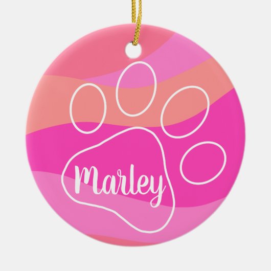 Aangepaste afdruk Pet Paw Keramisch Ornament (Voorkant)