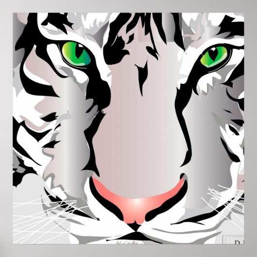 Aangepaste afdruk- TIJGER-WIT/GRIJS Poster (Voorkant)