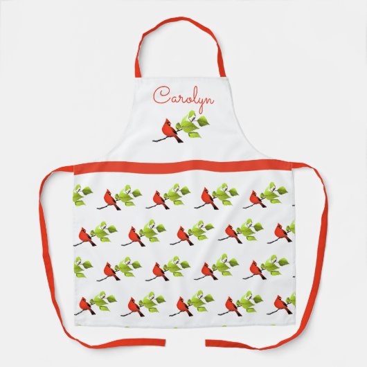 Aangepaste afdruk van kardinale vogels schort (Voorkant)